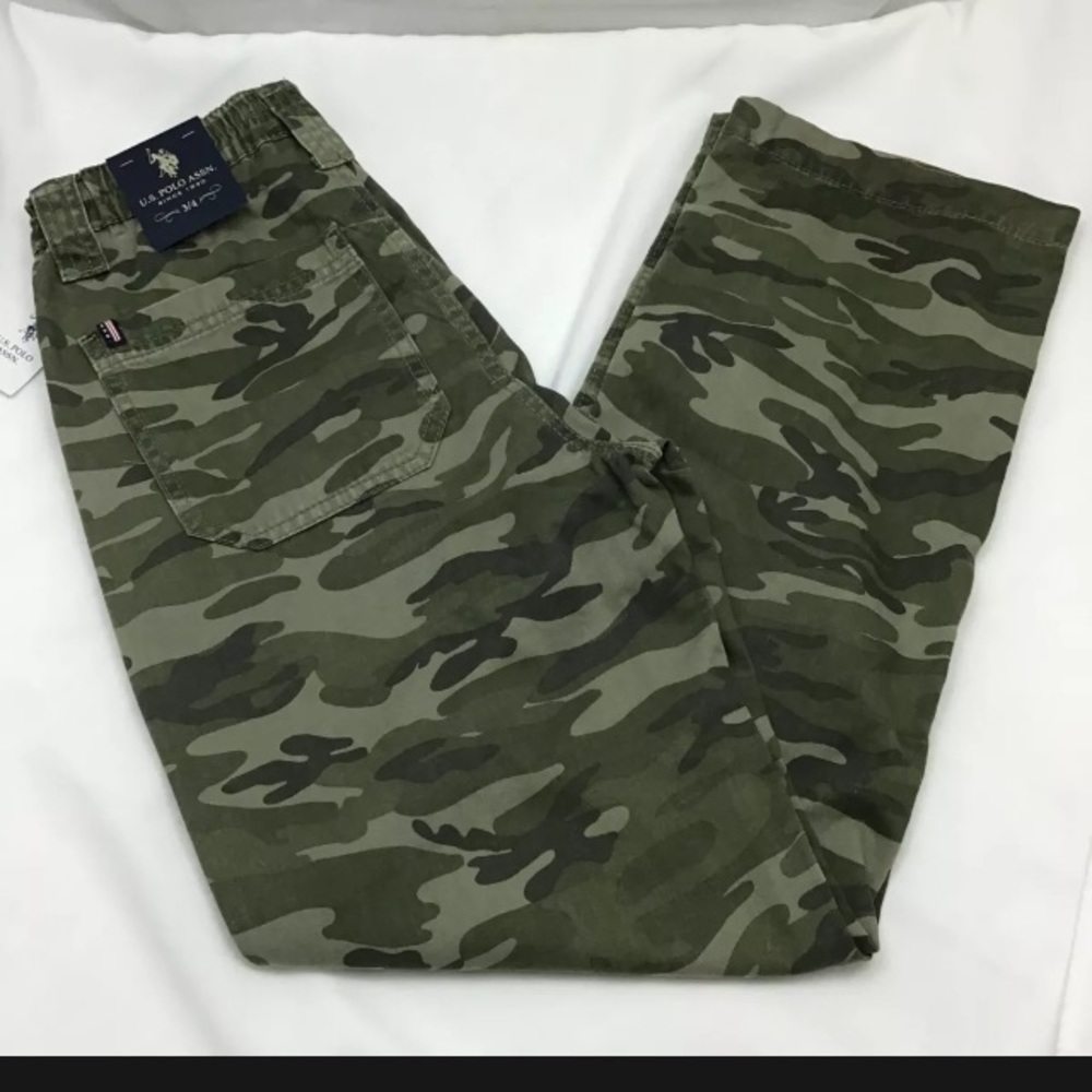 Camo Cargo Pants U S Polo Assn NWT Sz Junior's 3/4
